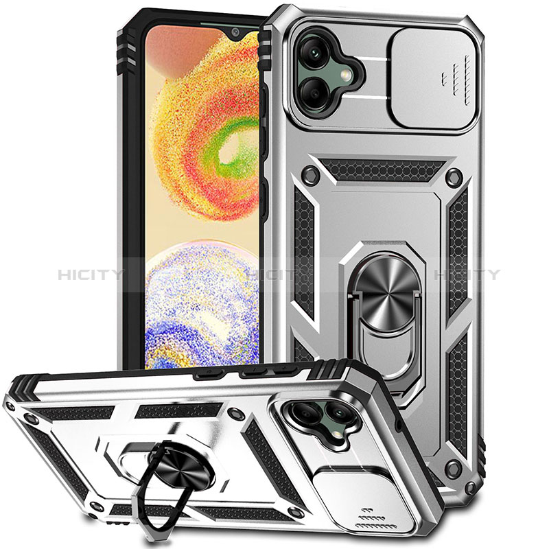 Custodia Silicone e Plastica Opaca Cover con Magnetico Anello Supporto MQ6 per Samsung Galaxy M04