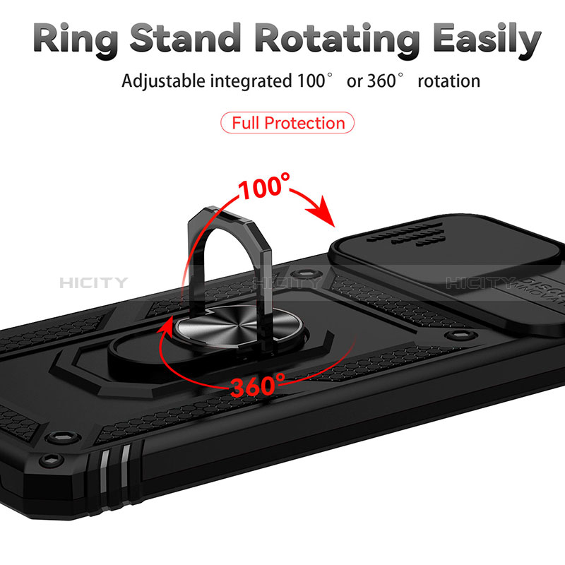 Custodia Silicone e Plastica Opaca Cover con Magnetico Anello Supporto MQ6 per Samsung Galaxy M32 4G