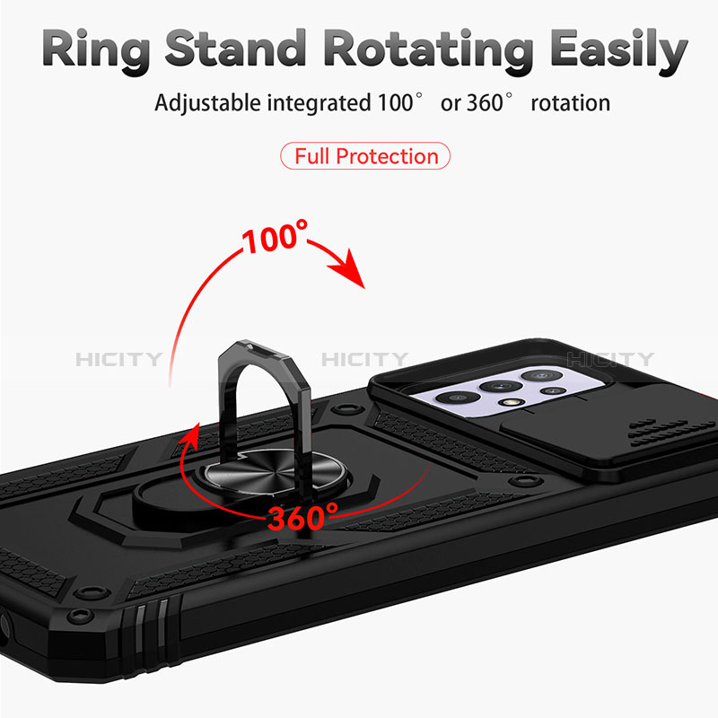 Custodia Silicone e Plastica Opaca Cover con Magnetico Anello Supporto MQ6 per Samsung Galaxy M32 5G