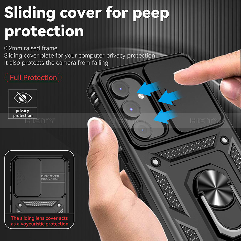 Custodia Silicone e Plastica Opaca Cover con Magnetico Anello Supporto MQ6 per Samsung Galaxy Quantum4 5G