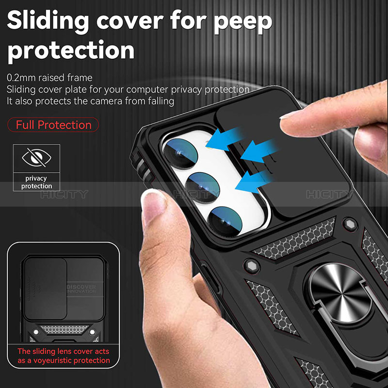 Custodia Silicone e Plastica Opaca Cover con Magnetico Anello Supporto MQ6 per Samsung Galaxy S24 Plus 5G