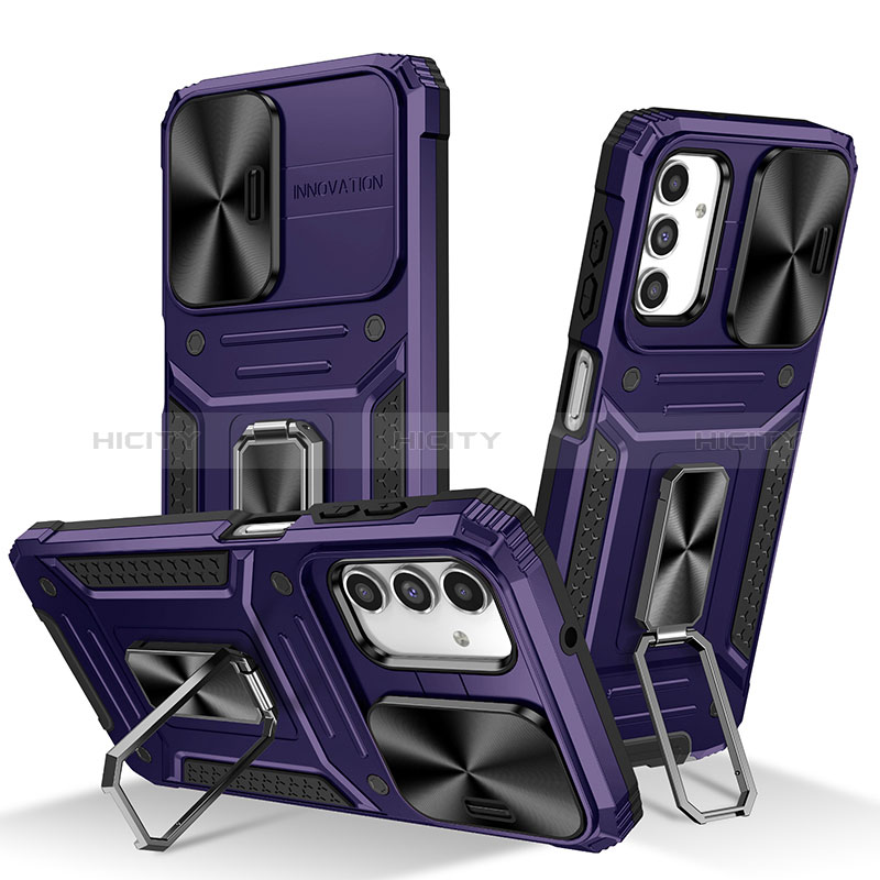 Custodia Silicone e Plastica Opaca Cover con Magnetico Anello Supporto MQ7 per Samsung Galaxy A04s Viola