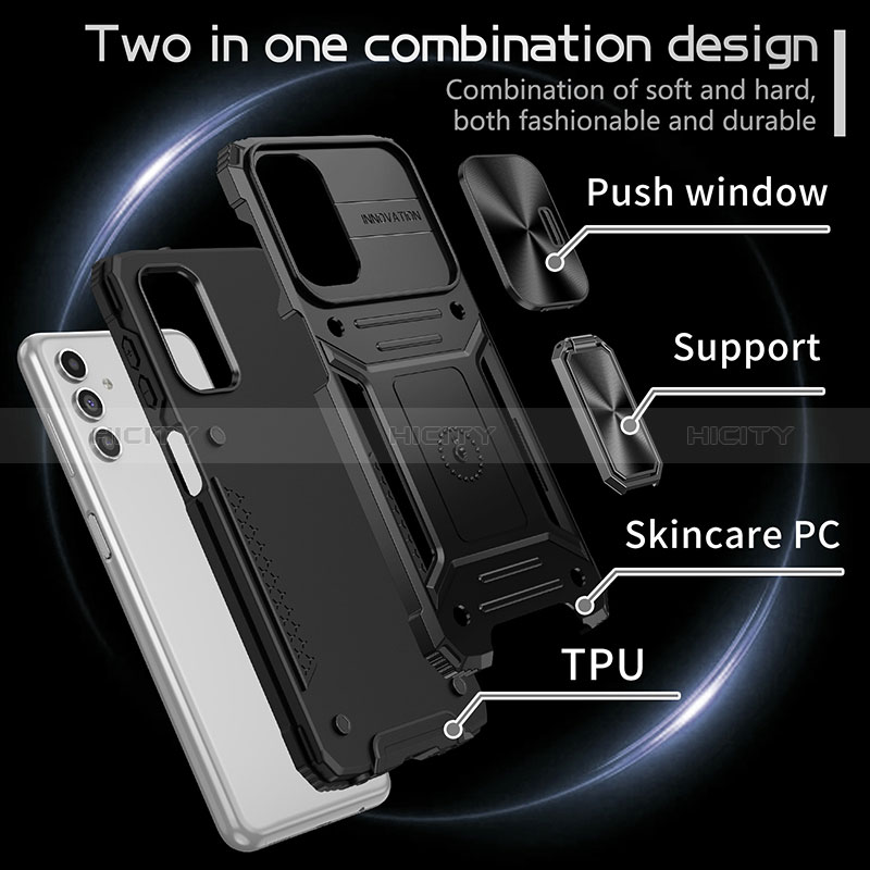 Custodia Silicone e Plastica Opaca Cover con Magnetico Anello Supporto MQ7 per Samsung Galaxy A13 5G