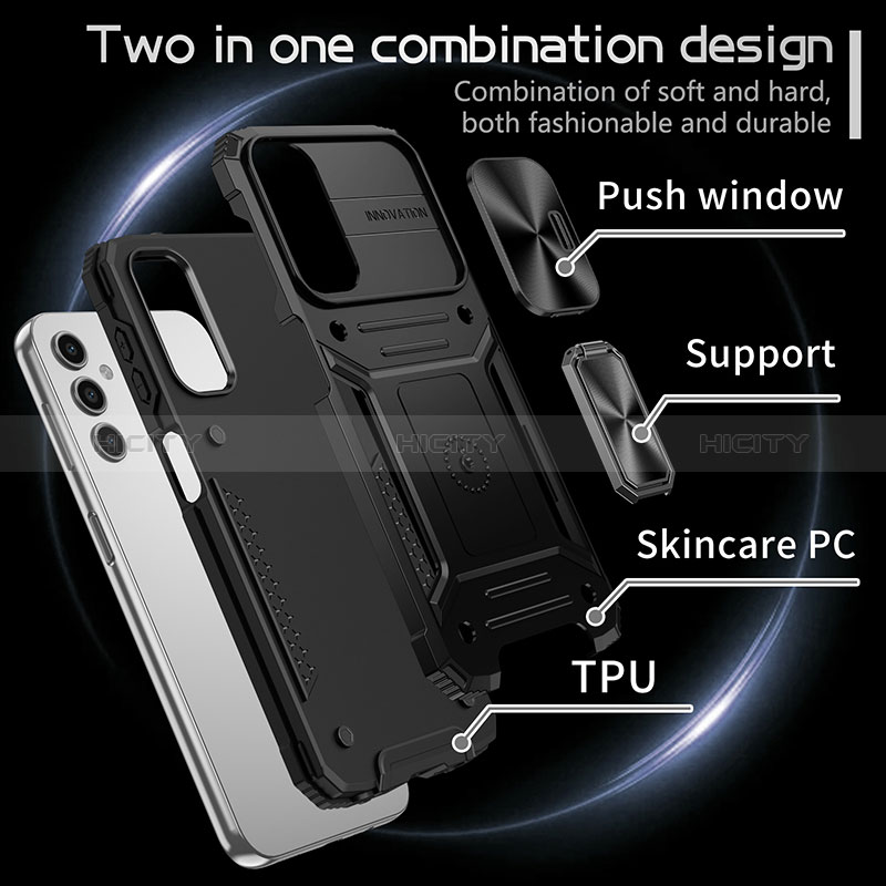 Custodia Silicone e Plastica Opaca Cover con Magnetico Anello Supporto MQ7 per Samsung Galaxy Jump3 5G