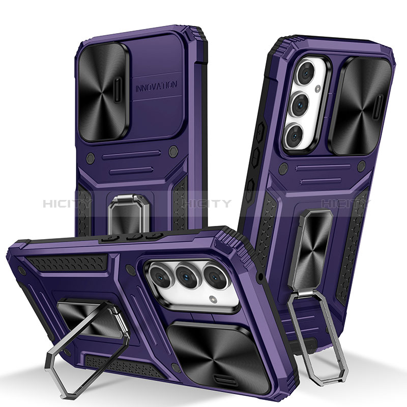 Custodia Silicone e Plastica Opaca Cover con Magnetico Anello Supporto MQ7 per Samsung Galaxy Quantum4 5G Viola