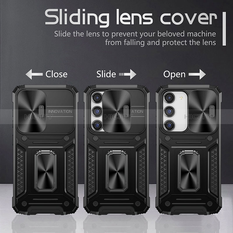 Custodia Silicone e Plastica Opaca Cover con Magnetico Anello Supporto MQ7 per Samsung Galaxy S22 Plus 5G