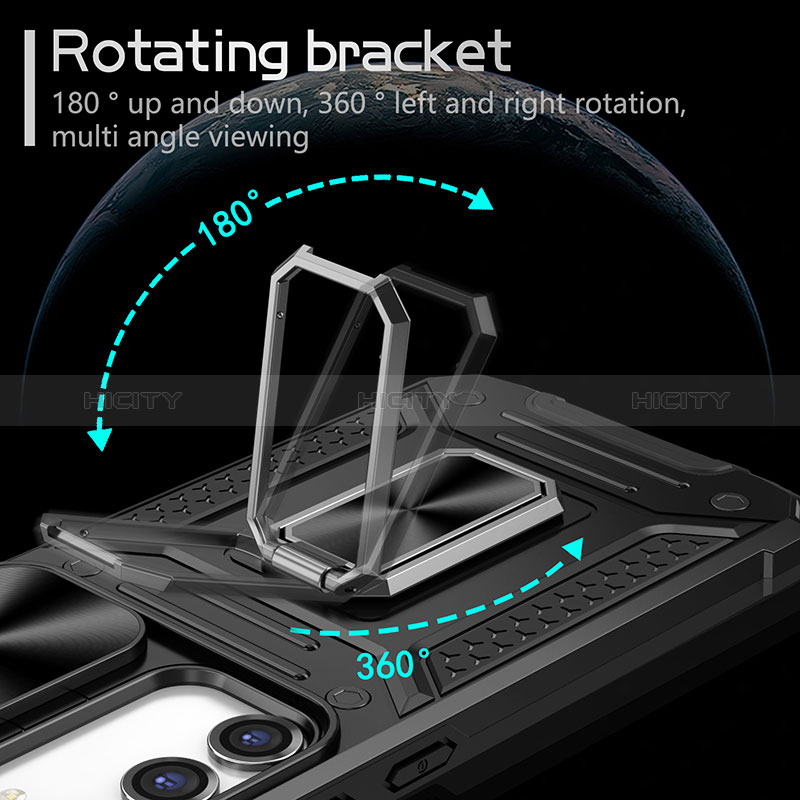 Custodia Silicone e Plastica Opaca Cover con Magnetico Anello Supporto MQ7 per Samsung Galaxy S23 5G