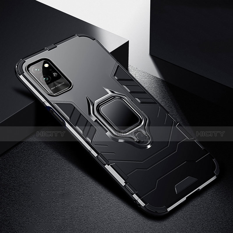 Custodia Silicone e Plastica Opaca Cover con Magnetico Anello Supporto N01 per Huawei Honor Play4 Pro 5G