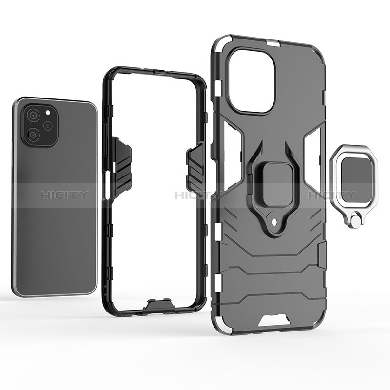 Custodia Silicone e Plastica Opaca Cover con Magnetico Anello Supporto per Huawei Enjoy 50z