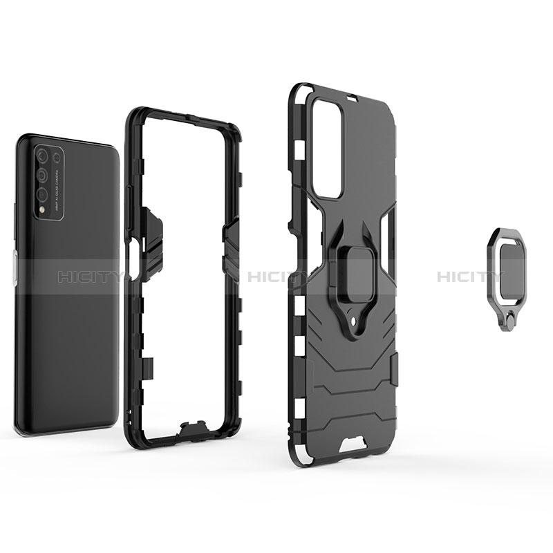 Custodia Silicone e Plastica Opaca Cover con Magnetico Anello Supporto per Huawei Honor 10X Lite