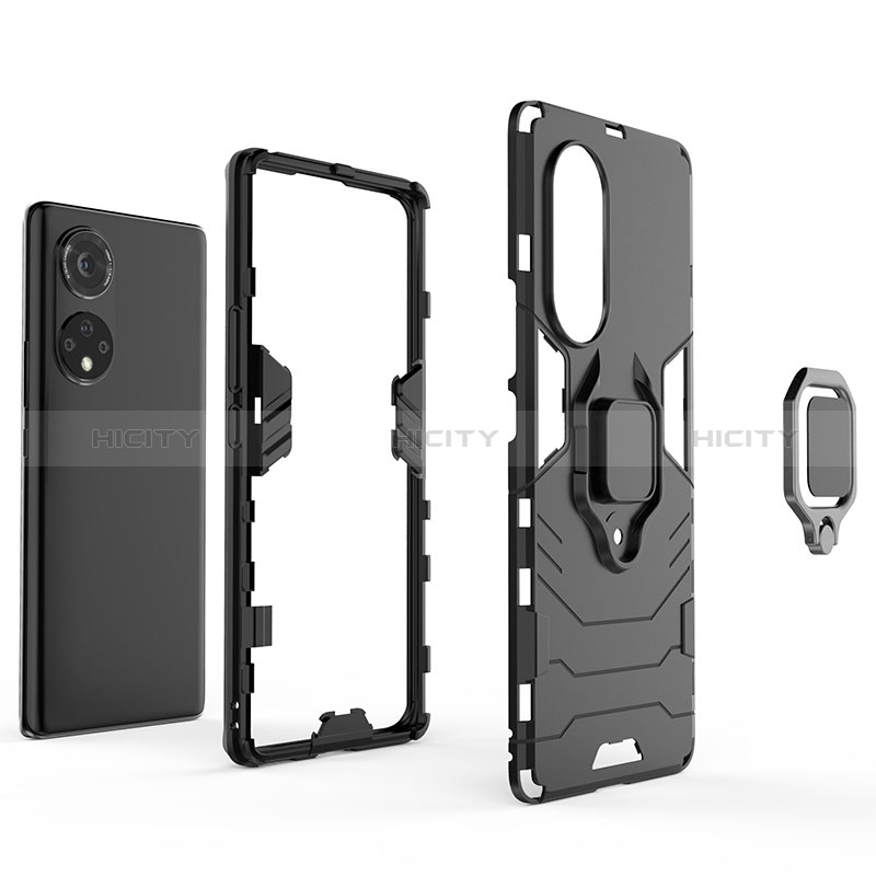 Custodia Silicone e Plastica Opaca Cover con Magnetico Anello Supporto per Huawei Honor 50 Pro 5G