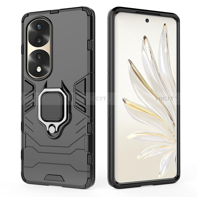 Custodia Silicone e Plastica Opaca Cover con Magnetico Anello Supporto per Huawei Honor 70 Pro+ Plus 5G