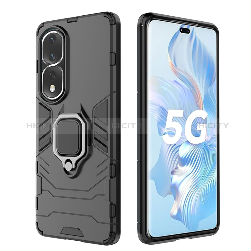 Custodia Silicone e Plastica Opaca Cover con Magnetico Anello Supporto per Huawei Honor 80 Pro 5G