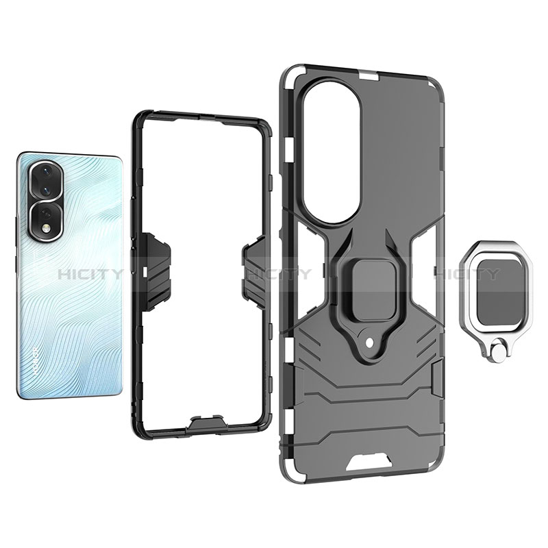 Custodia Silicone e Plastica Opaca Cover con Magnetico Anello Supporto per Huawei Honor 80 Pro 5G