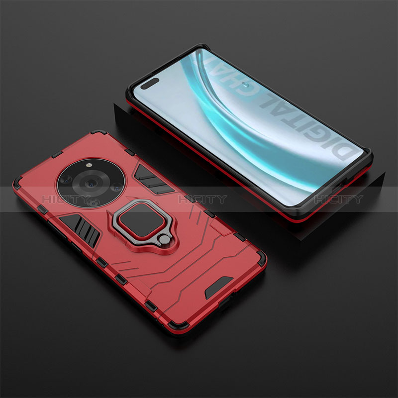 Custodia Silicone e Plastica Opaca Cover con Magnetico Anello Supporto per Huawei Honor Magic3 Pro 5G