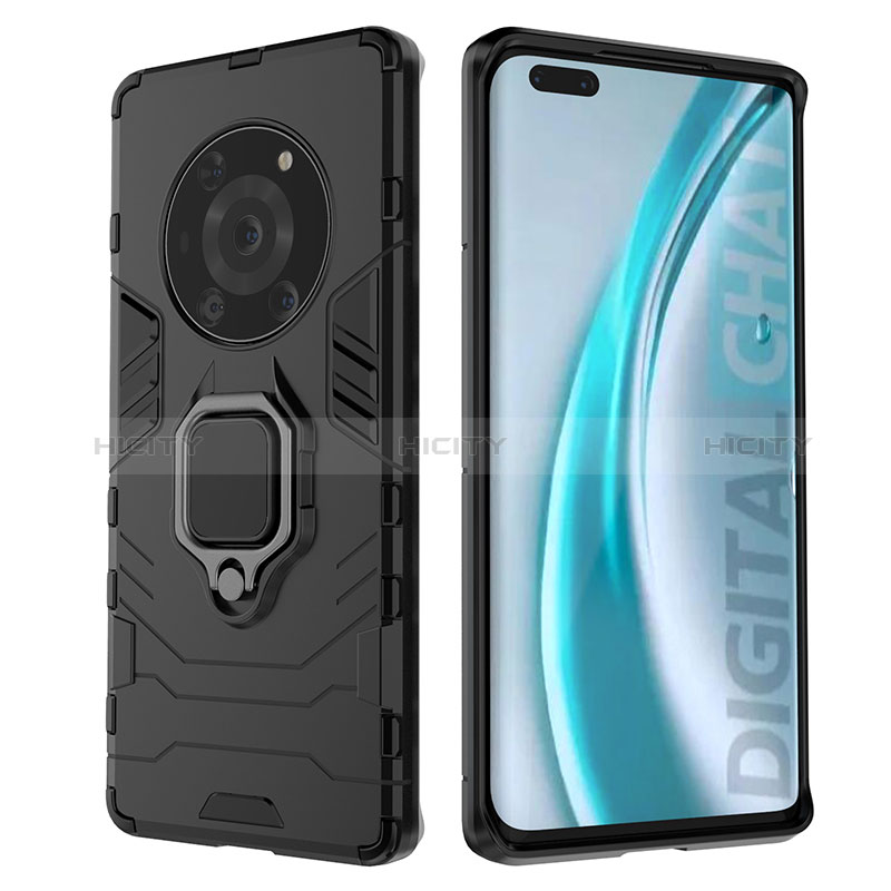 Custodia Silicone e Plastica Opaca Cover con Magnetico Anello Supporto per Huawei Honor Magic3 Pro 5G