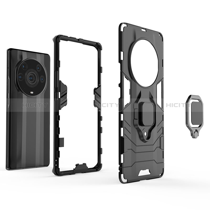 Custodia Silicone e Plastica Opaca Cover con Magnetico Anello Supporto per Huawei Honor Magic3 Pro+ Plus 5G