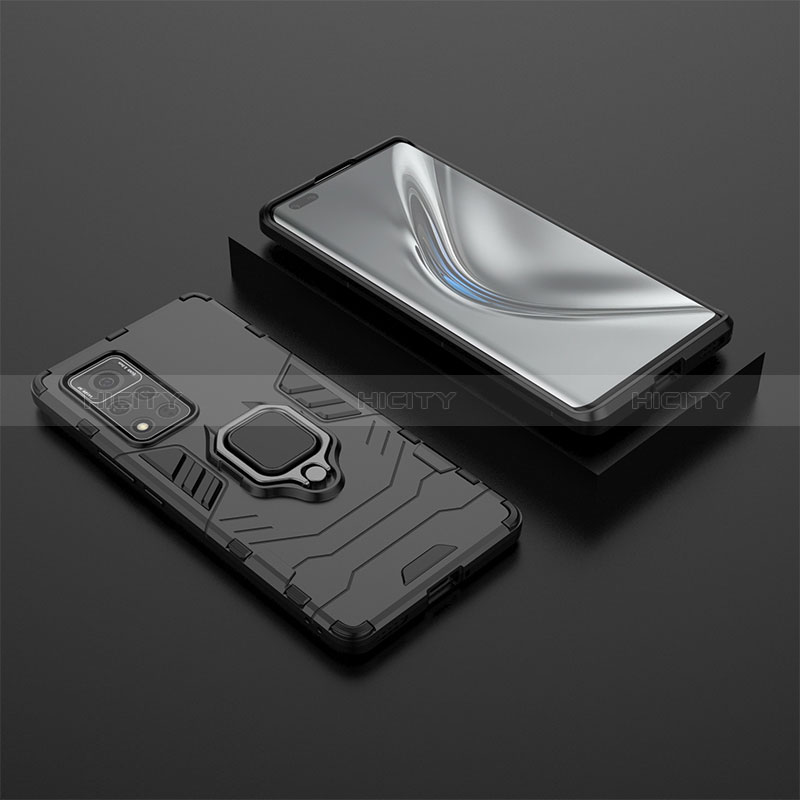 Custodia Silicone e Plastica Opaca Cover con Magnetico Anello Supporto per Huawei Honor V40 5G