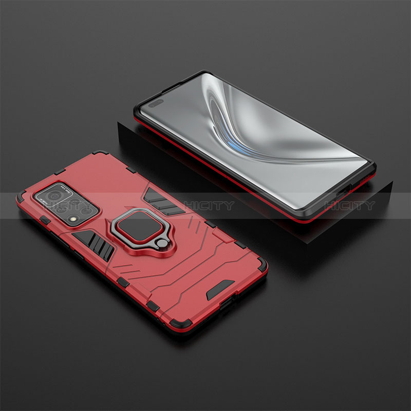 Custodia Silicone e Plastica Opaca Cover con Magnetico Anello Supporto per Huawei Honor V40 5G