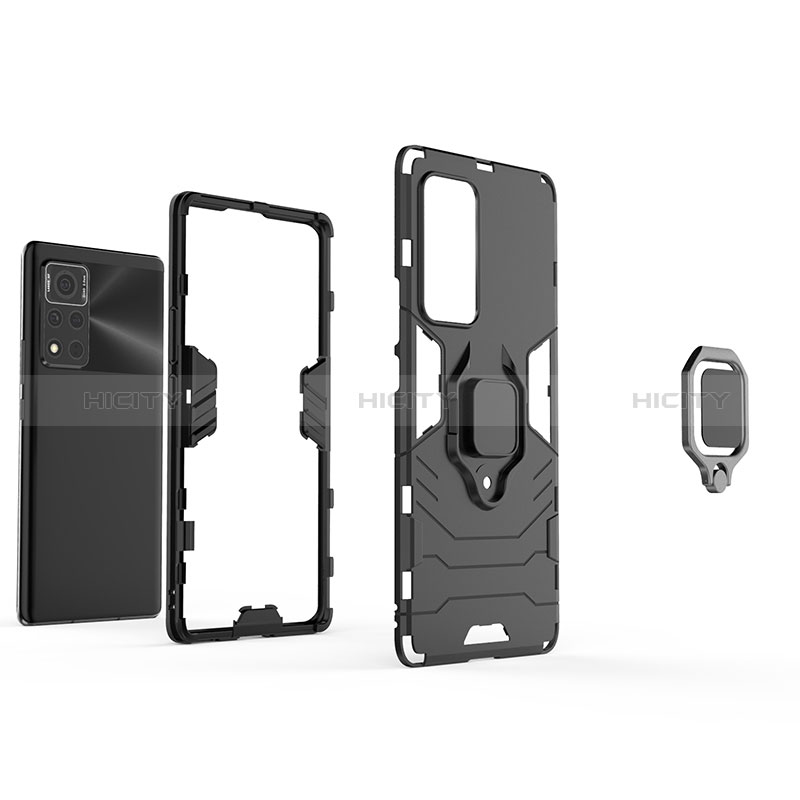 Custodia Silicone e Plastica Opaca Cover con Magnetico Anello Supporto per Huawei Honor V40 5G