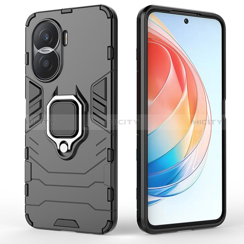 Custodia Silicone e Plastica Opaca Cover con Magnetico Anello Supporto per Huawei Honor X40i 5G