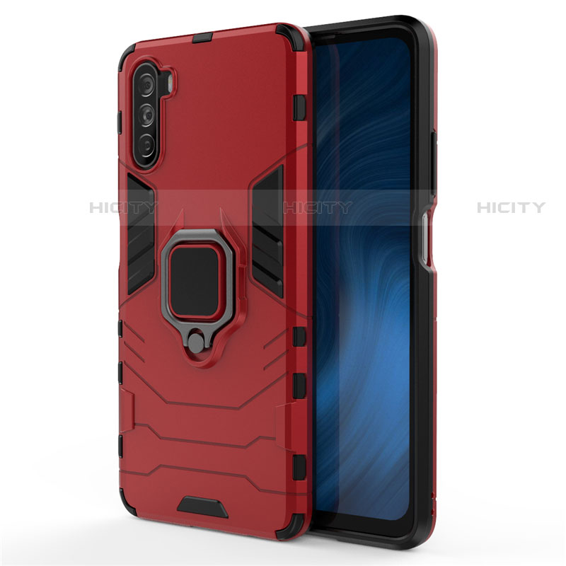 Custodia Silicone e Plastica Opaca Cover con Magnetico Anello Supporto per Huawei Mate 40 Lite 5G Rosso