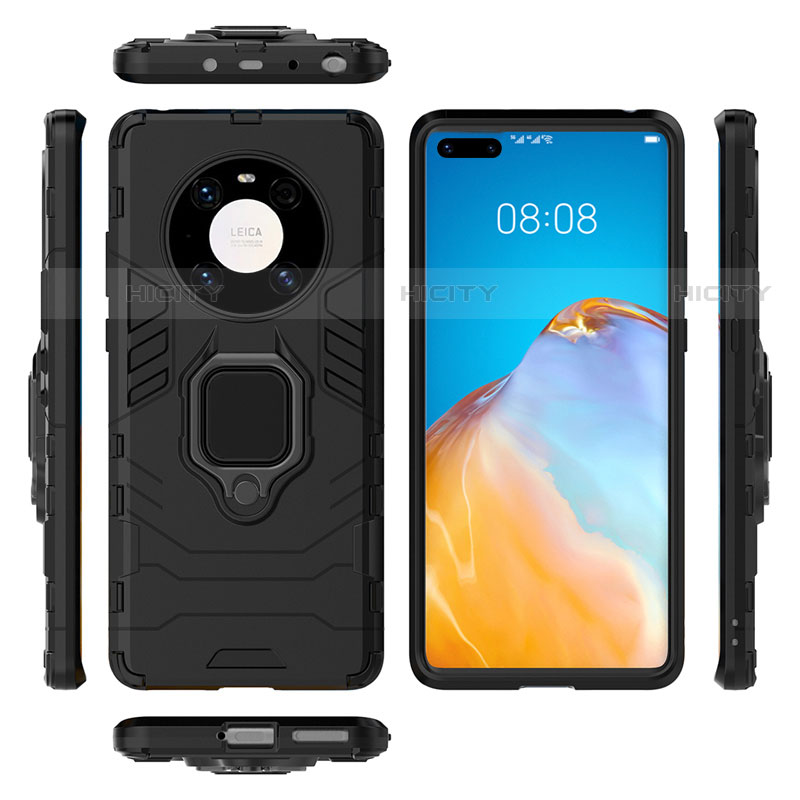 Custodia Silicone e Plastica Opaca Cover con Magnetico Anello Supporto per Huawei Mate 40E Pro 5G