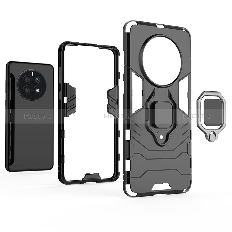 Custodia Silicone e Plastica Opaca Cover con Magnetico Anello Supporto per Huawei Mate 50