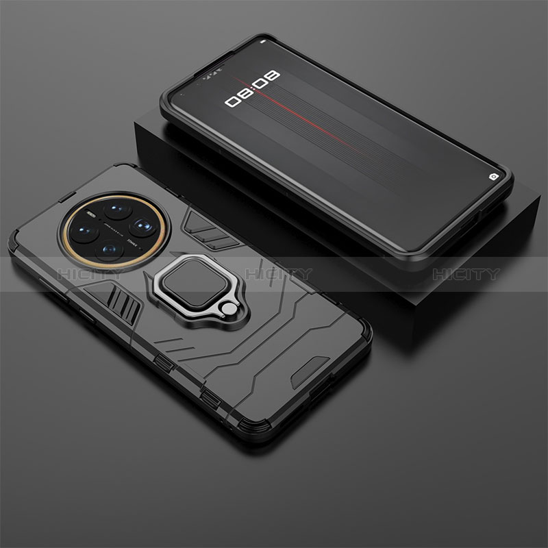 Custodia Silicone e Plastica Opaca Cover con Magnetico Anello Supporto per Huawei Mate 50 Pro