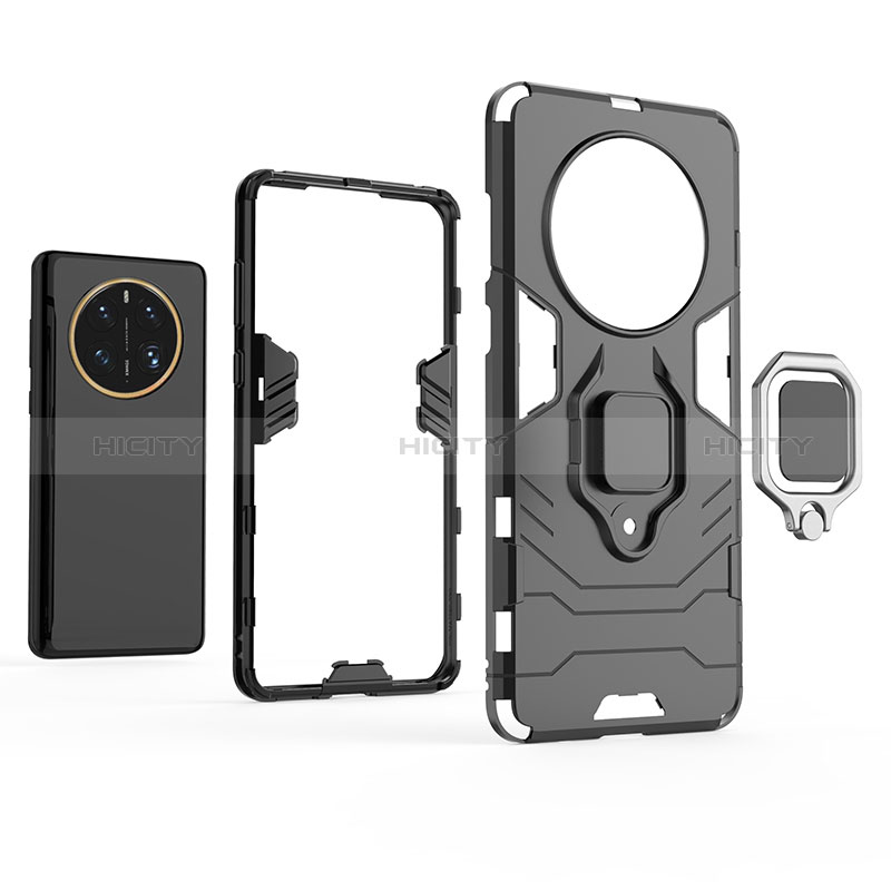 Custodia Silicone e Plastica Opaca Cover con Magnetico Anello Supporto per Huawei Mate 50 Pro