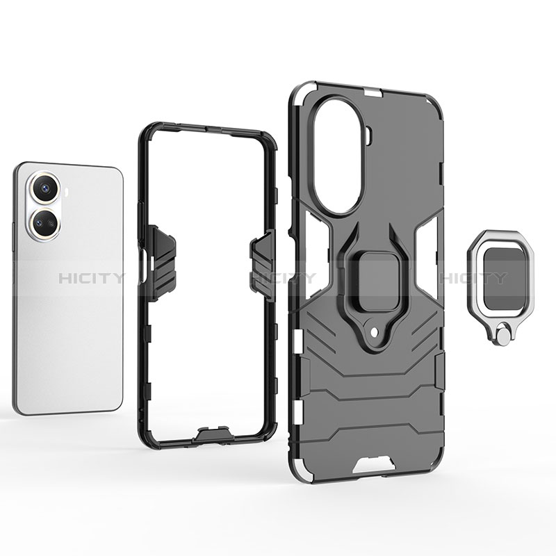 Custodia Silicone e Plastica Opaca Cover con Magnetico Anello Supporto per Huawei Nova 10 SE