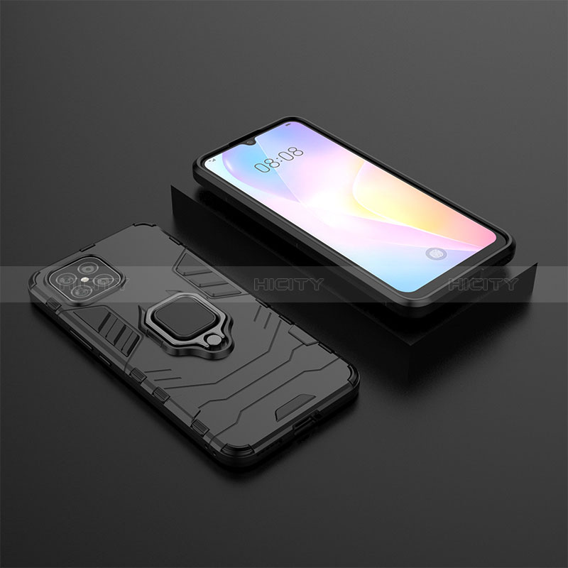 Custodia Silicone e Plastica Opaca Cover con Magnetico Anello Supporto per Huawei Nova 8 SE 4G Nero