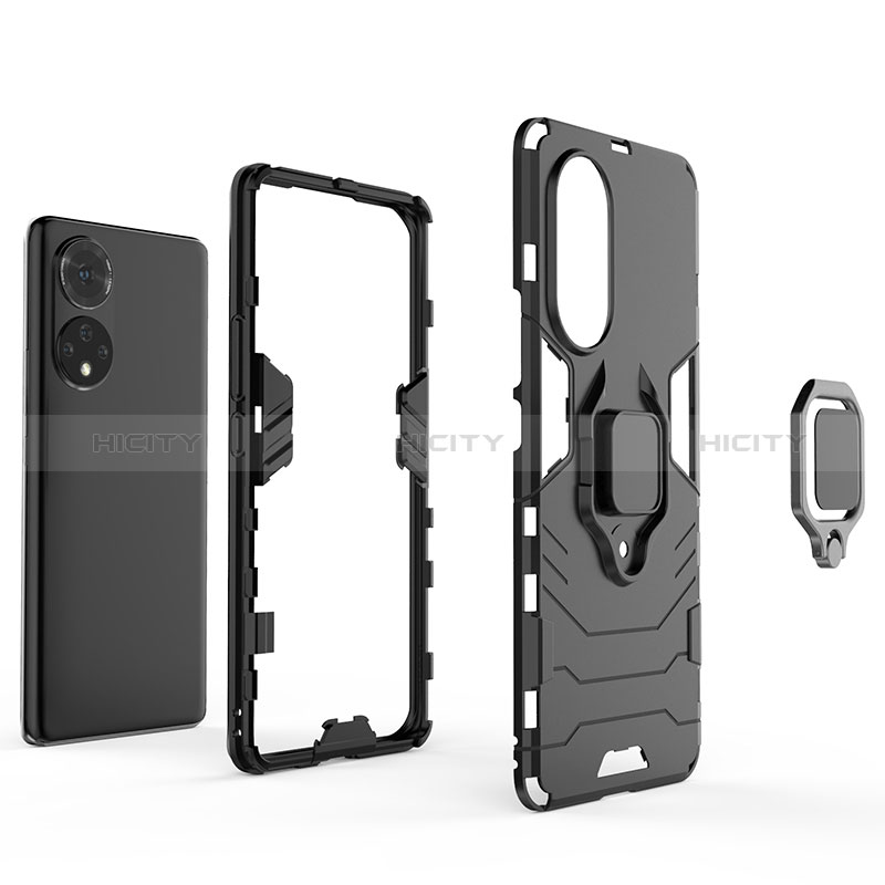 Custodia Silicone e Plastica Opaca Cover con Magnetico Anello Supporto per Huawei Nova 9