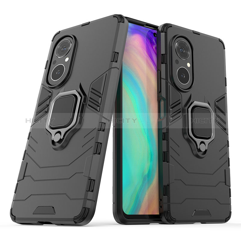 Custodia Silicone e Plastica Opaca Cover con Magnetico Anello Supporto per Huawei Nova 9 SE