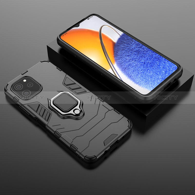 Custodia Silicone e Plastica Opaca Cover con Magnetico Anello Supporto per Huawei Nova Y61 Nero