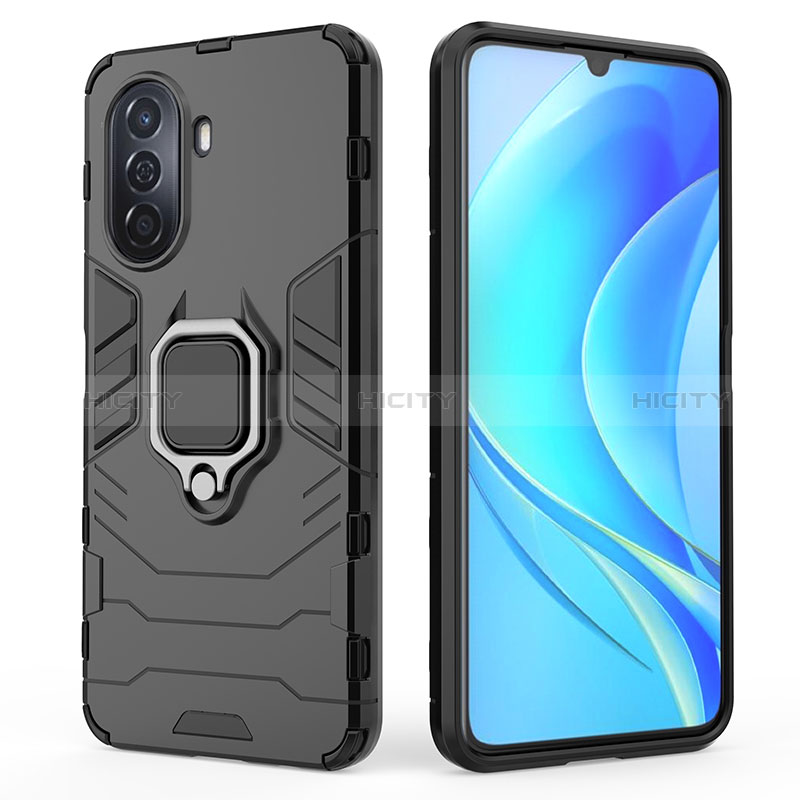 Custodia Silicone e Plastica Opaca Cover con Magnetico Anello Supporto per Huawei Nova Y71