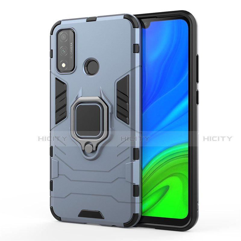 Custodia Silicone e Plastica Opaca Cover con Magnetico Anello Supporto per Huawei P Smart (2020) Blu