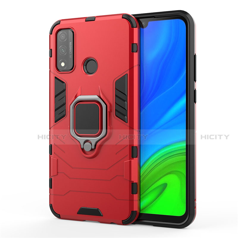 Custodia Silicone e Plastica Opaca Cover con Magnetico Anello Supporto per Huawei P Smart (2020) Rosso