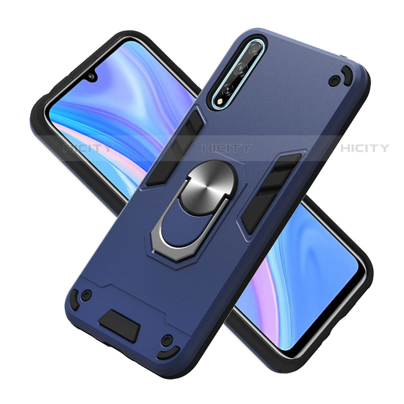 Custodia Silicone e Plastica Opaca Cover con Magnetico Anello Supporto per Huawei P smart S