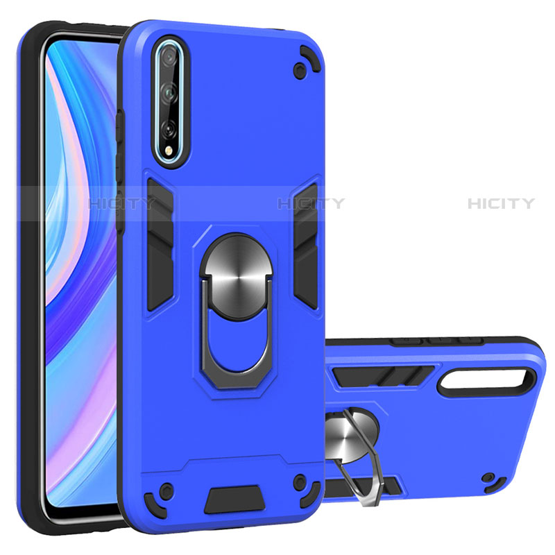 Custodia Silicone e Plastica Opaca Cover con Magnetico Anello Supporto per Huawei P smart S