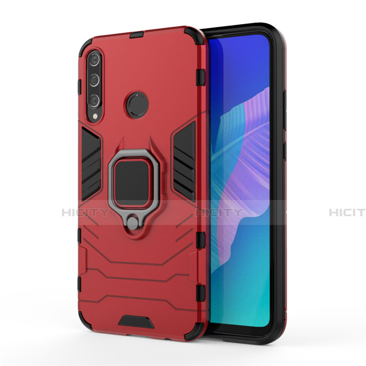 Custodia Silicone e Plastica Opaca Cover con Magnetico Anello Supporto per Huawei P40 Lite E Rosso