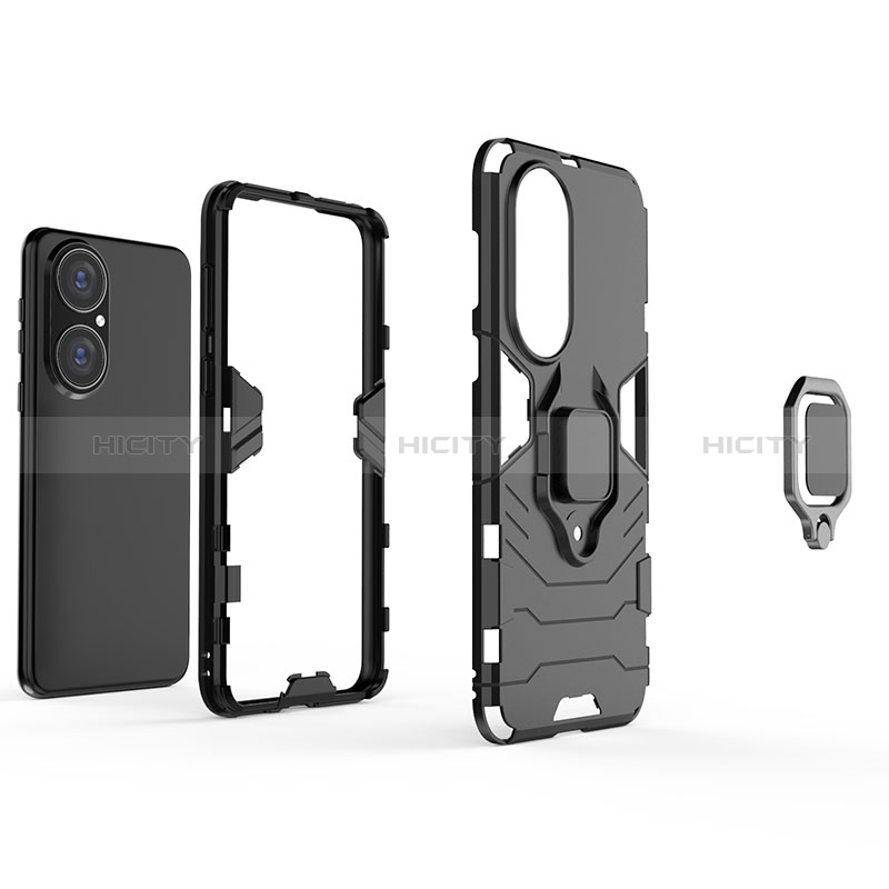 Custodia Silicone e Plastica Opaca Cover con Magnetico Anello Supporto per Huawei P50