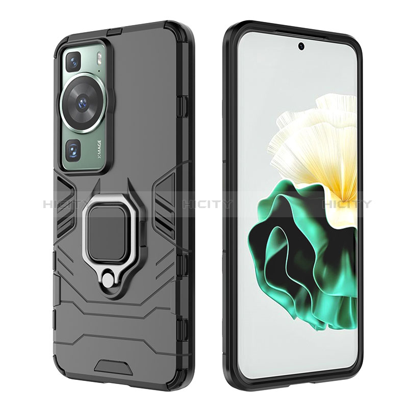 Custodia Silicone e Plastica Opaca Cover con Magnetico Anello Supporto per Huawei P60