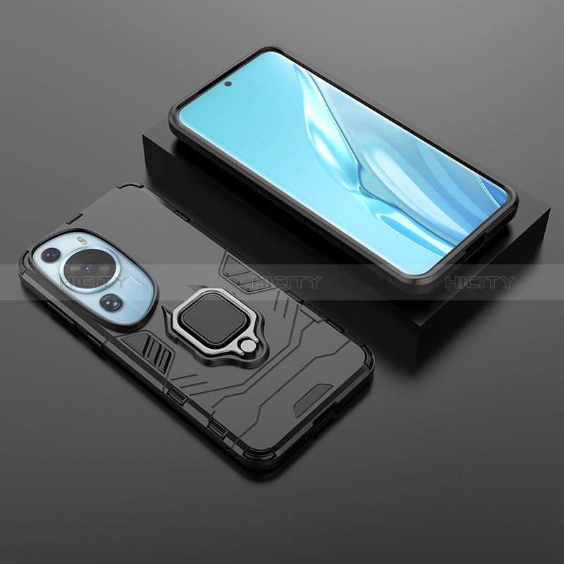 Custodia Silicone e Plastica Opaca Cover con Magnetico Anello Supporto per Huawei P60 Art