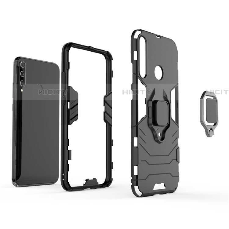 Custodia Silicone e Plastica Opaca Cover con Magnetico Anello Supporto per Huawei Y7p