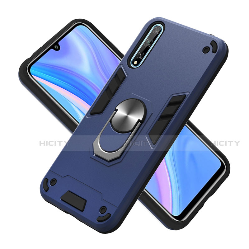 Custodia Silicone e Plastica Opaca Cover con Magnetico Anello Supporto per Huawei Y8p