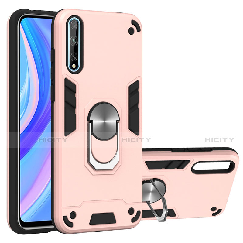 Custodia Silicone e Plastica Opaca Cover con Magnetico Anello Supporto per Huawei Y8p