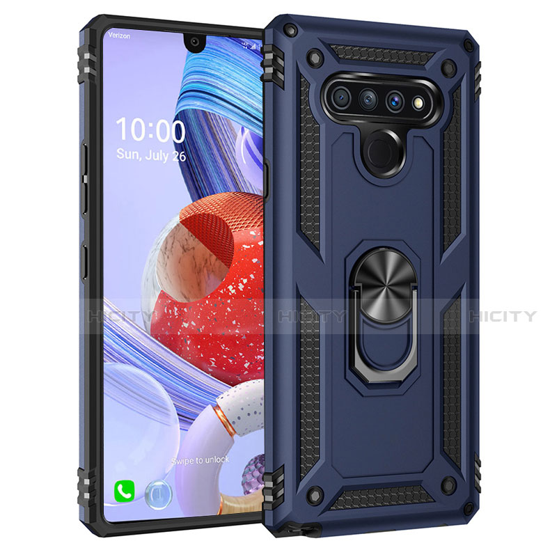 Custodia Silicone e Plastica Opaca Cover con Magnetico Anello Supporto per LG Stylo 6 Blu