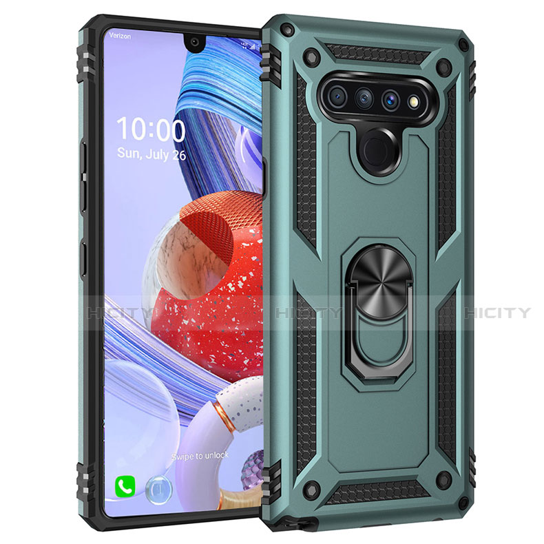 Custodia Silicone e Plastica Opaca Cover con Magnetico Anello Supporto per LG Stylo 6 Verde Pastello