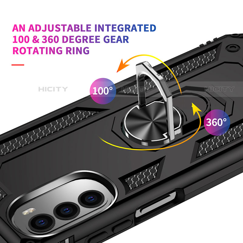 Custodia Silicone e Plastica Opaca Cover con Magnetico Anello Supporto per Motorola Moto Edge (2022) 5G